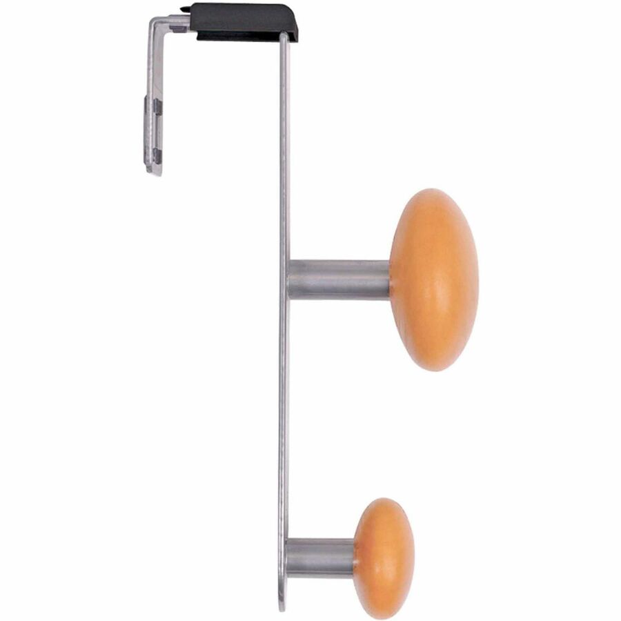 Cubicle Garment Peg, 2-Hook, 1.2 x 1.38 x 7.9, Wood, Metallic Gray, 1.5 lb Capacity