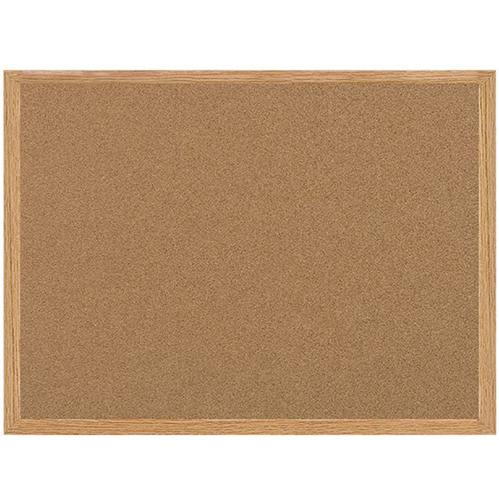 Earth Cork Board, 48 x 36, Tan Surface, Oak Wood Frame