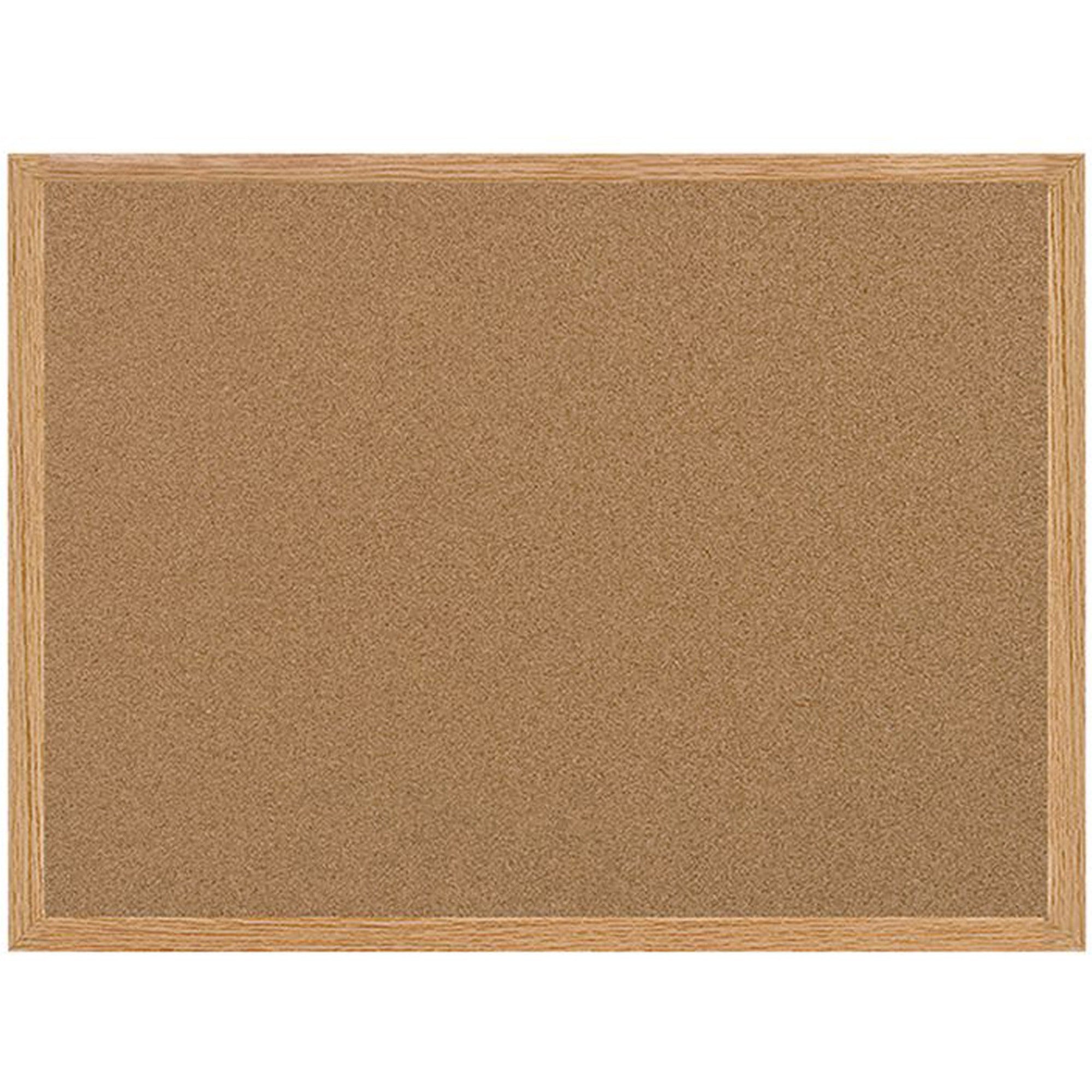 Earth Cork Board, 48 x 36, Tan Surface, Oak Wood Frame