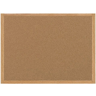 Earth Cork Board, 48 x 36, Tan Surface, Oak Wood Frame