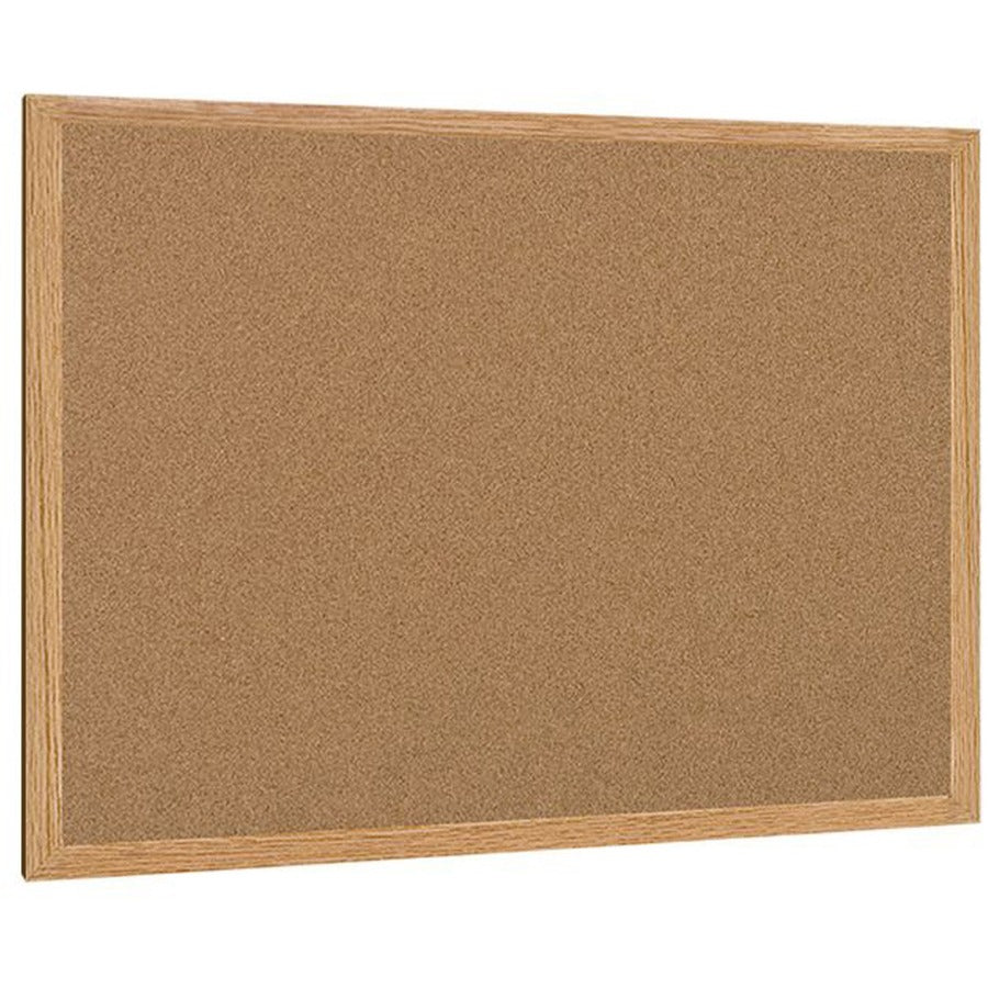 Earth Cork Board, 48 x 36, Tan Surface, Oak Wood Frame