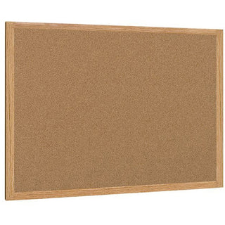 Earth Cork Board, 48 x 36, Tan Surface, Oak Wood Frame