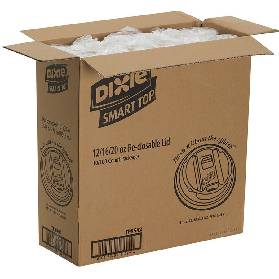 Dixie Large Reclosable Hot Cup Lids by GP Pro - Round - Plastic - 100 / Pack - White - 