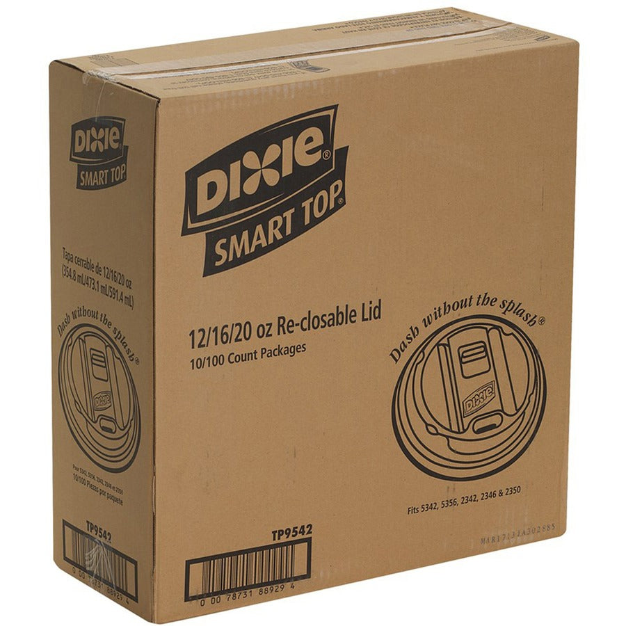 Dixie Large Reclosable Hot Cup Lids by GP Pro - Round - Plastic - 100 / Pack - White - 