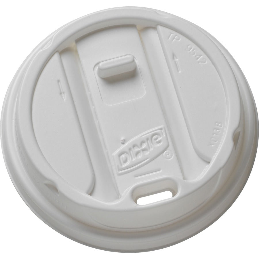 Dixie Large Reclosable Hot Cup Lids by GP Pro - Round - Plastic - 100 / Pack - White - 