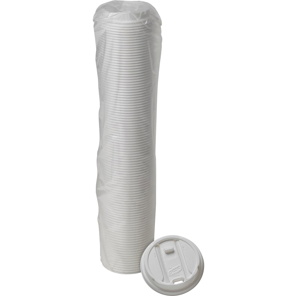 Dixie Large Reclosable Hot Cup Lids by GP Pro - Round - Plastic - 100 / Pack - White - 