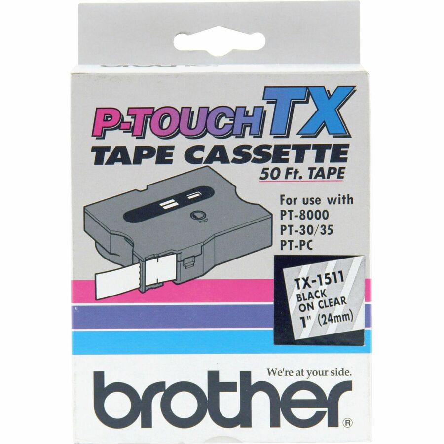 Brother TX Series Laminated Tape Cartridge - 1" Width - Clear - 1 Each - 2