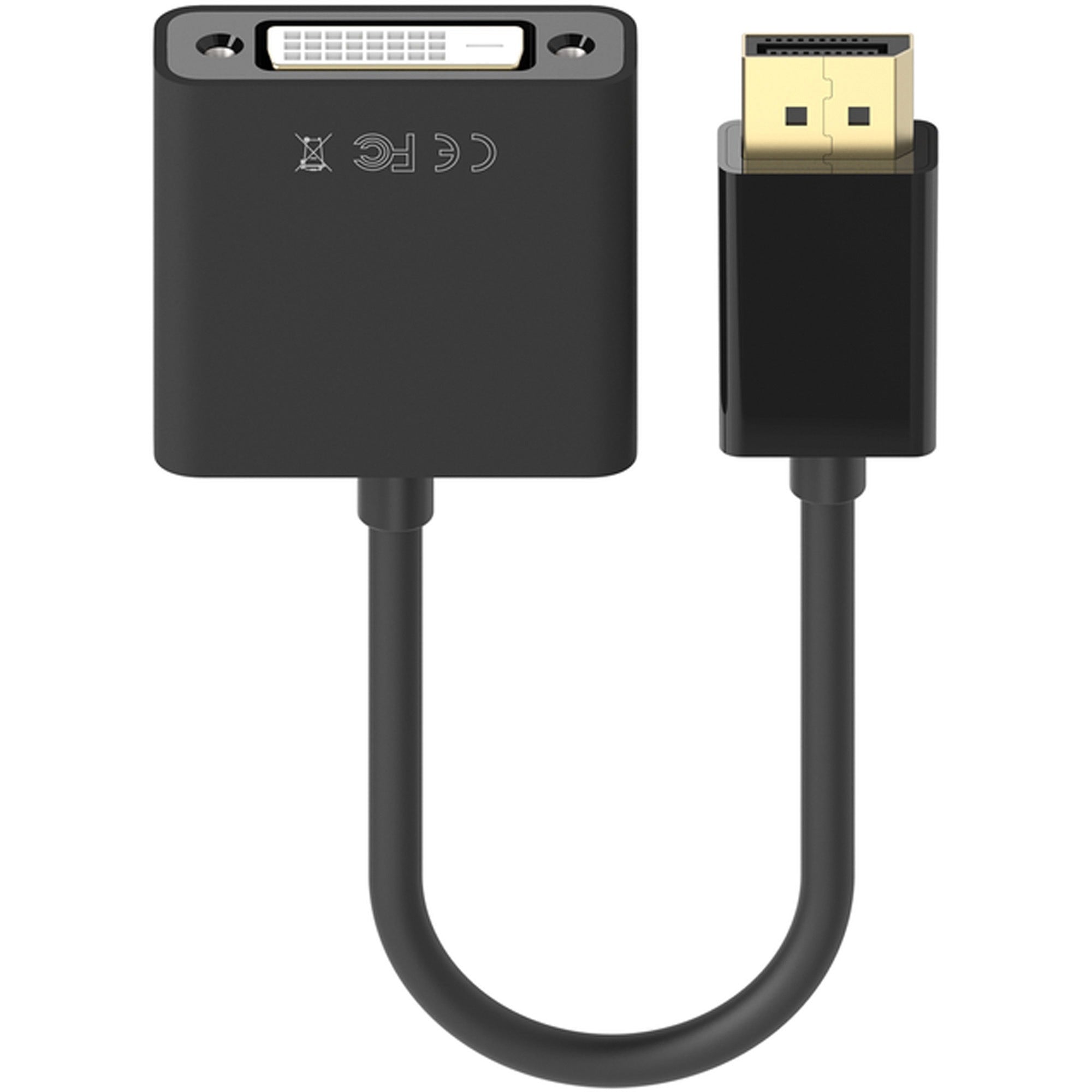 DisplayPort to DVI Adapter, 5", Black