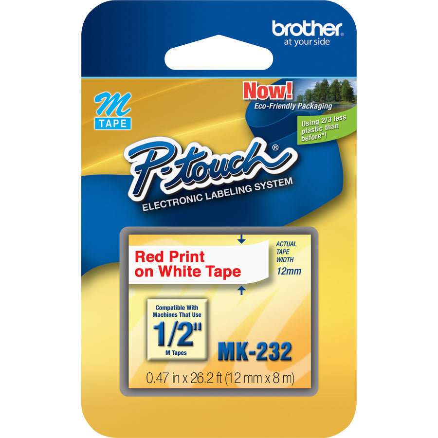 brother-p-touch-nonlaminated-m-series-tape-cartridge-1-2-width-x-26-1-5-ft-length-rectangle-direct-thermal-white-1-each-self-adhesive-non-laminated_brtmk232 - 2