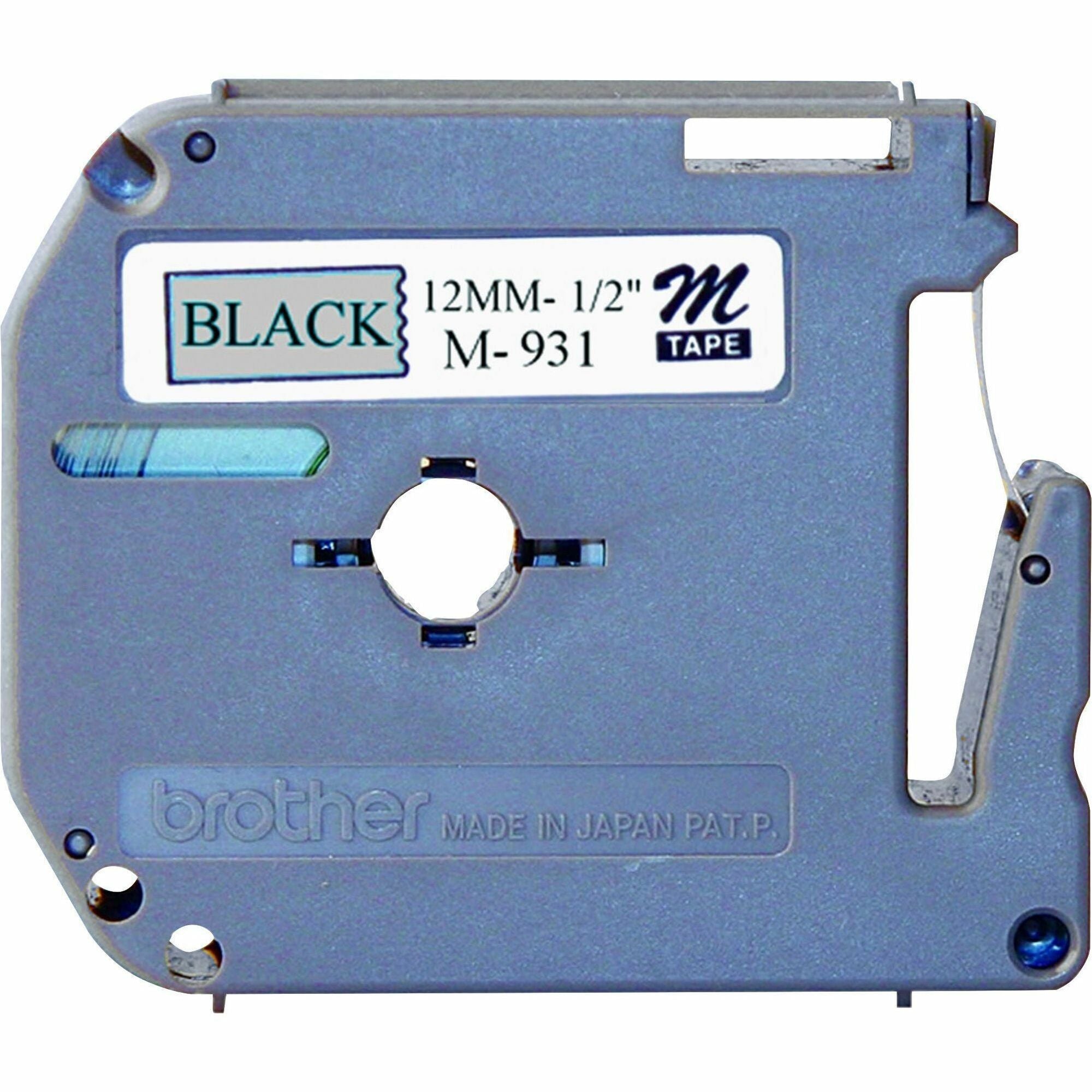 Brother P-touch Nonlaminated M Series Tape Cartridge - 1/2" Width - Direct Thermal - Black, Silver - 1 Each - 1