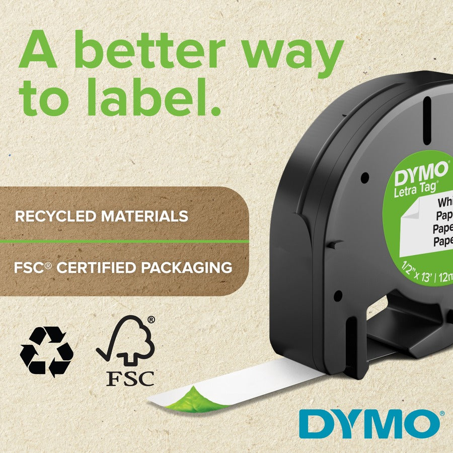 Dymo LetraTag Label Maker Tape Cartridge - 1/2" Width - Direct Thermal - Silver - 1 Each