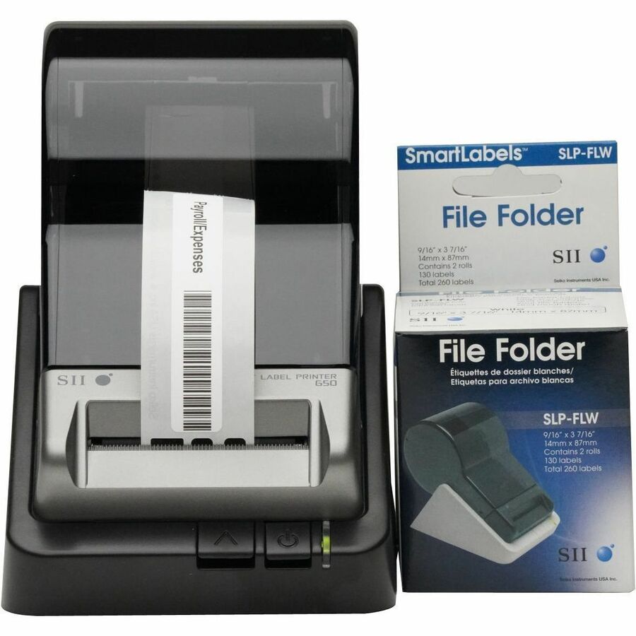 SLP-FLW Self-Adhesive File Folder Labels, 0.56" x 3.43", White, 130 Labels/Roll, 2 Rolls/Box
