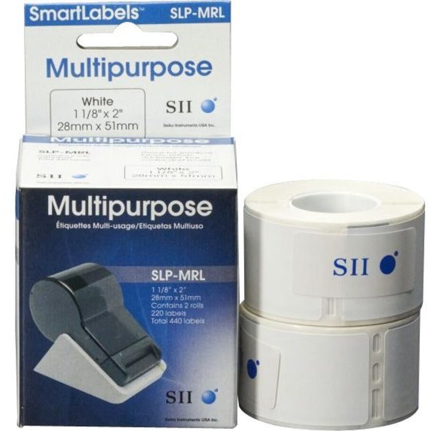 SLP-MRL Self-Adhesive Multipurpose Labels, 1.12" x 2", White, 220 Labels/Roll, 2 Rolls/Box