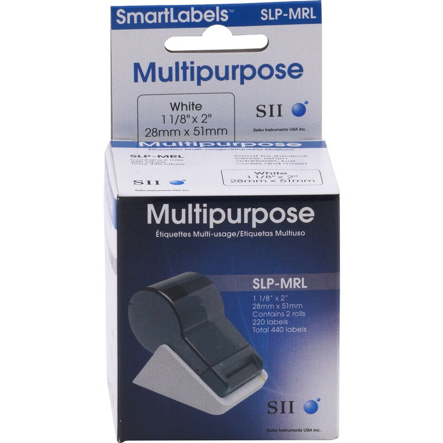 SLP-MRL Self-Adhesive Multipurpose Labels, 1.12" x 2", White, 220 Labels/Roll, 2 Rolls/Box