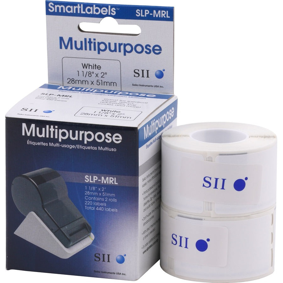 SLP-MRL Self-Adhesive Multipurpose Labels, 1.12" x 2", White, 220 Labels/Roll, 2 Rolls/Box