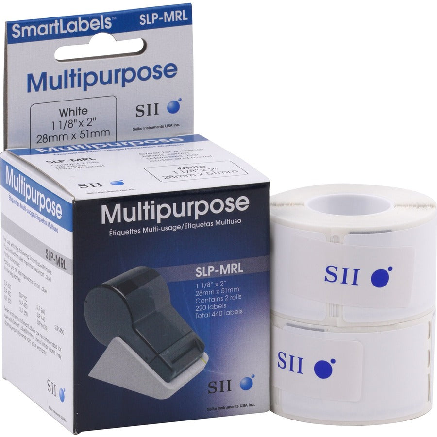 SLP-MRL Self-Adhesive Multipurpose Labels, 1.12" x 2", White, 220 Labels/Roll, 2 Rolls/Box