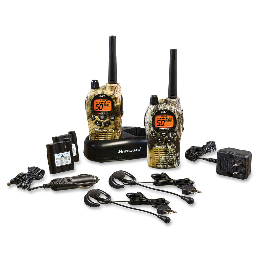 Midland GXT1050VP4 2-Way Pair - 50 Radio Channels - Upto 190080 ft - 38 Total Privacy Codes - CTCSS - Auto Squelch, Keypad Lock, Silent Operation - Water Proof - AA - 2 Each - 