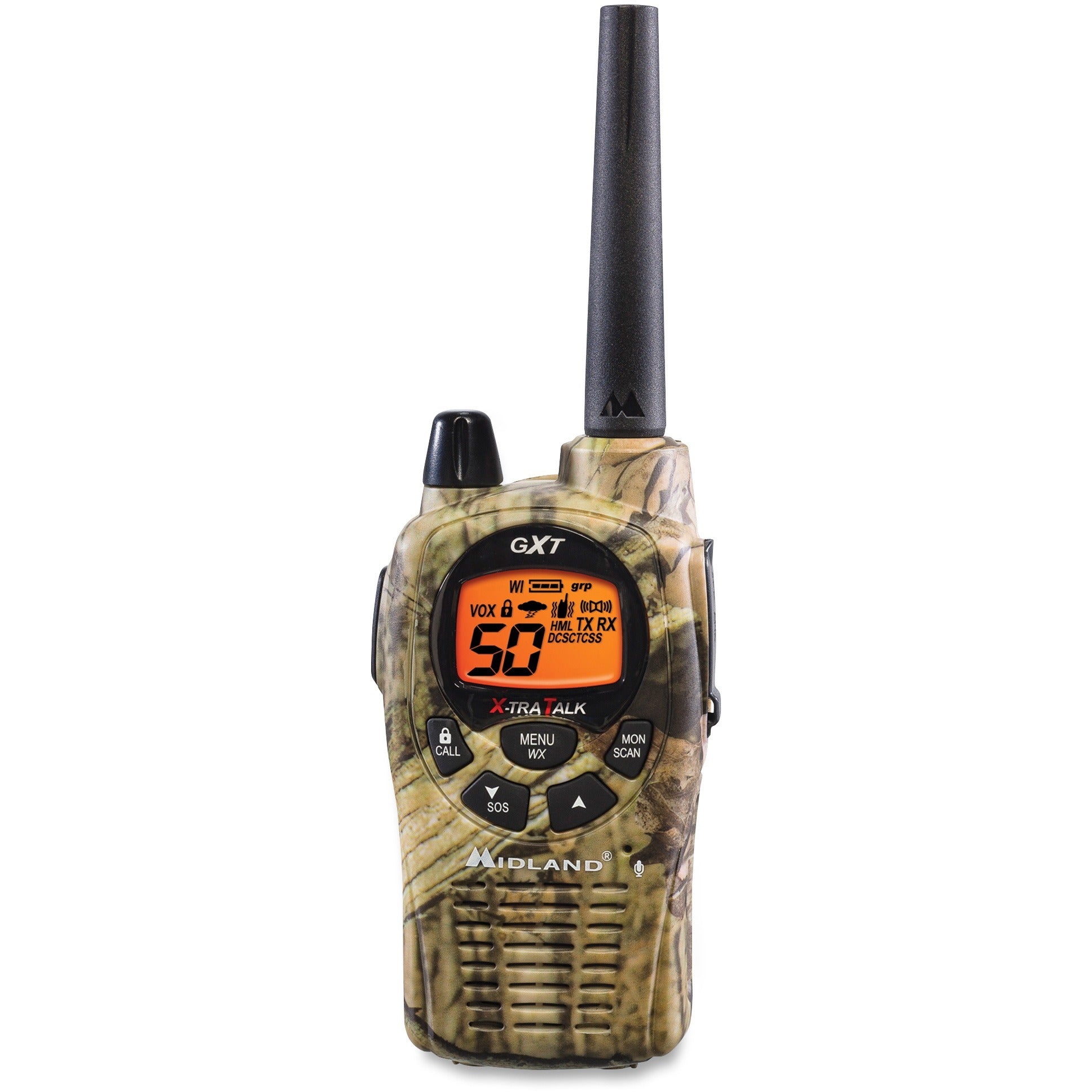 Midland GXT1050VP4 2-Way Pair - 50 Radio Channels - Upto 190080 ft - 38 Total Privacy Codes - CTCSS - Auto Squelch, Keypad Lock, Silent Operation - Water Proof - AA - 2 Each - 