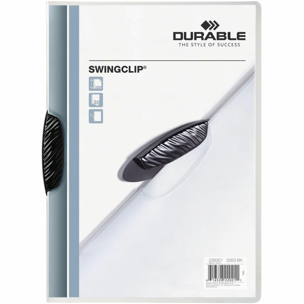 Swingclip Clear Report Cover, Swing Clip, 8.5 x 11, Black Clip, 25/Box