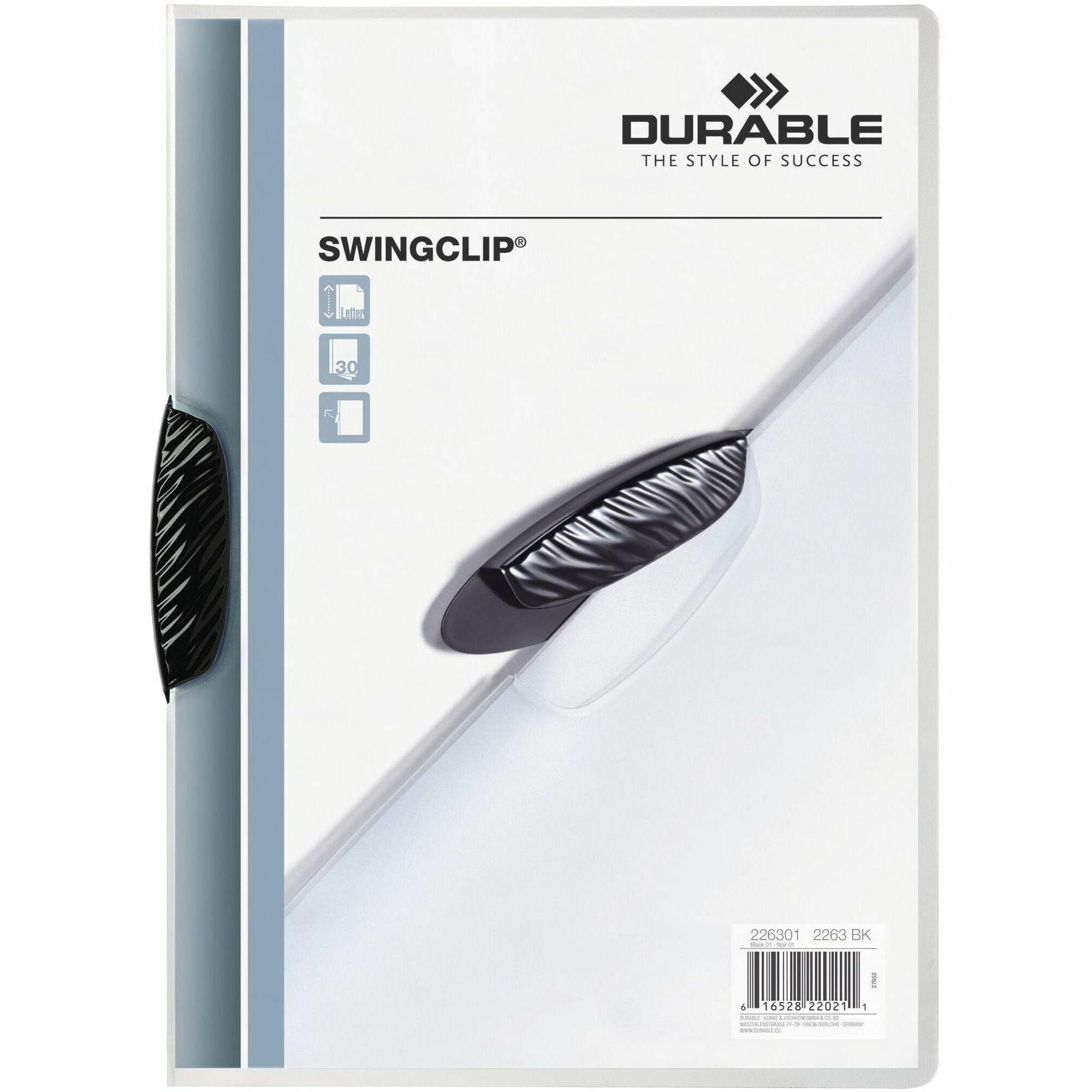 Swingclip Clear Report Cover, Swing Clip, 8.5 x 11, Black Clip, 25/Box
