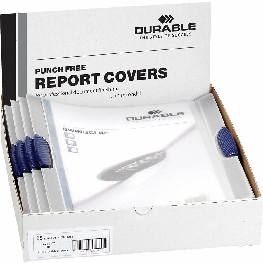 Swingclip Clear Report Cover, Swing Clip, 8.5 x 11, Clear/Clear, 25/Box