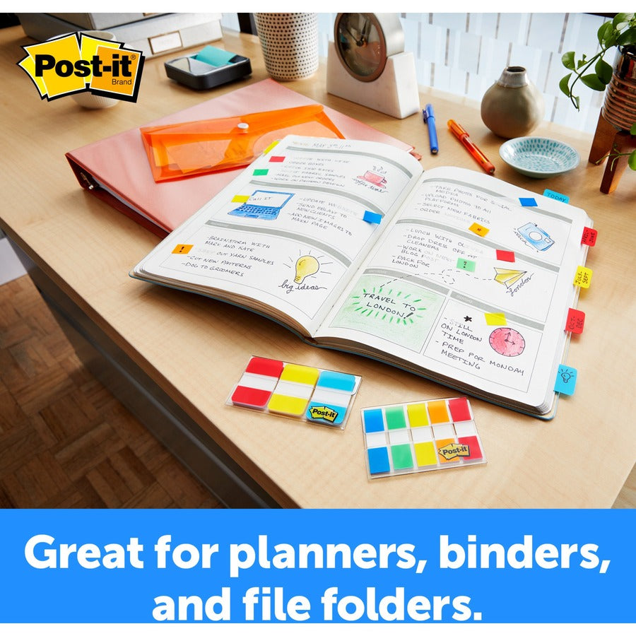 Post-it Durable Tabs - 36 Write-on Tab(s) - 1.50" Tab Height x 1" Tab Width - Red, Yellow, Blue Tab(s) - Wear Resistant, Tear Resistant, Repositionable - 1 / Pack