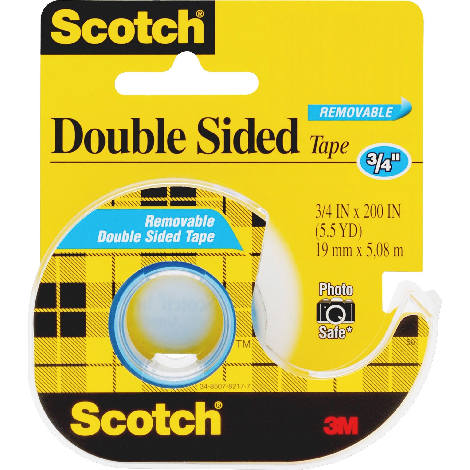 Scotch Double-Sided Photo-Safe Tape - 16.67 ft Length x 0.75" Width - 1" Core - Dispenser Included - Handheld Dispenser - For Sealing, Packing - 1 / Roll - Clear - 