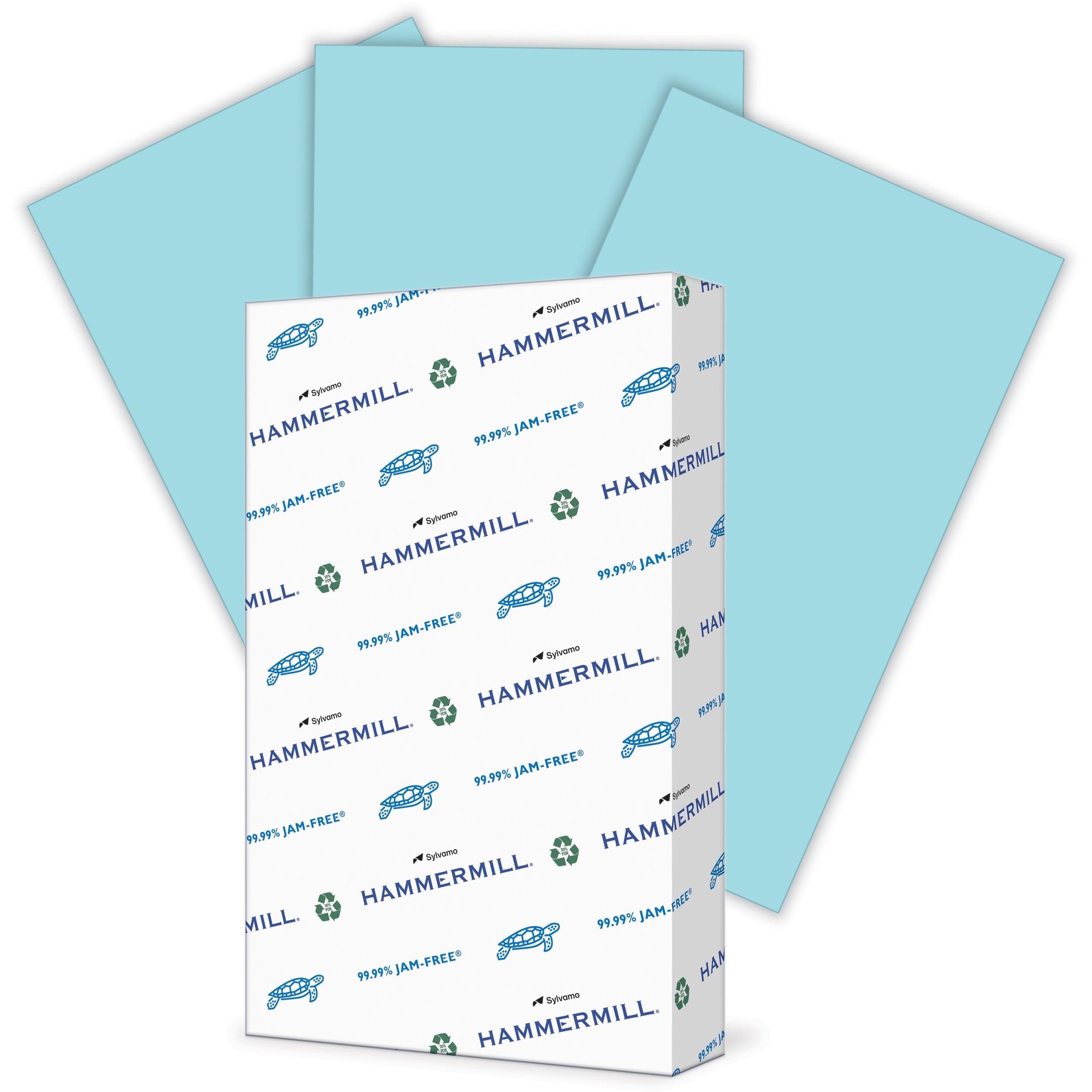 Hammermill Colors Recycled Copy Paper - Blue - Legal - 8 1/2" x 14" - 20 lb Basis Weight - Smooth - 500 / Ream - Sustainable Forestry Initiative (SFI) - Jam-free - Blue - 