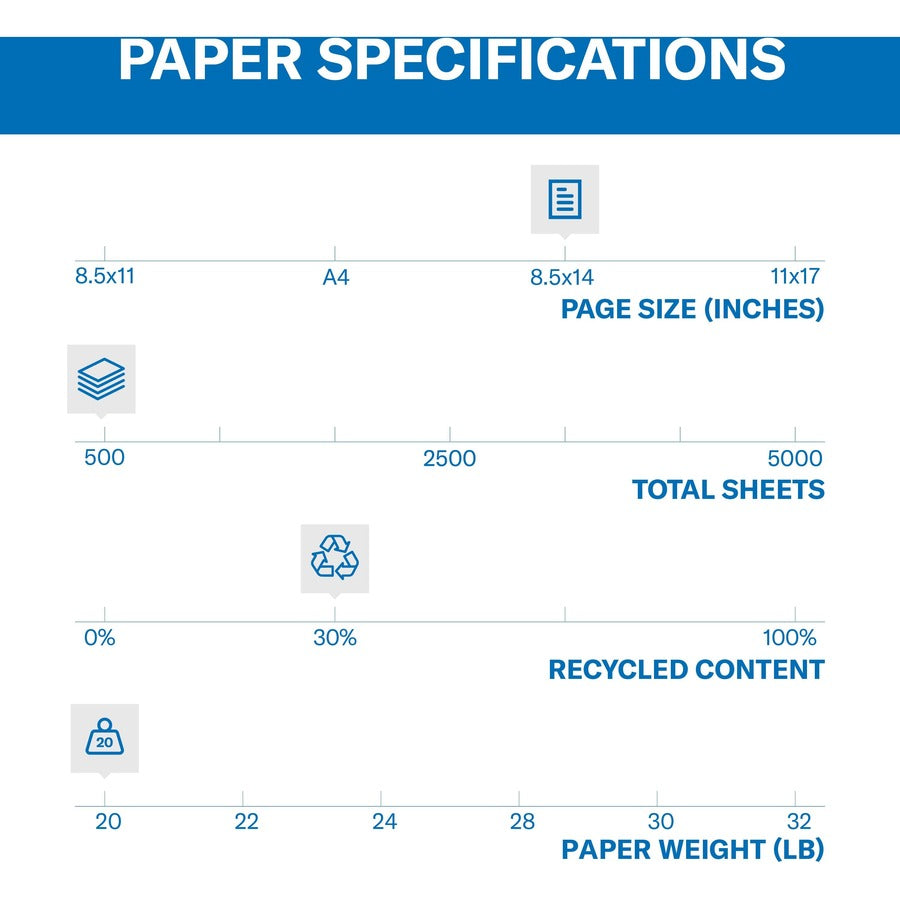 Hammermill Colors Recycled Copy Paper - Blue - Legal - 8 1/2" x 14" - 20 lb Basis Weight - Smooth - 500 / Ream - Sustainable Forestry Initiative (SFI) - Jam-free - Blue - 