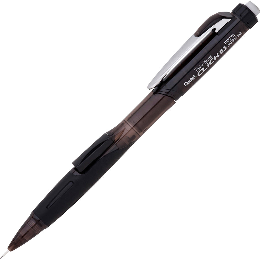 Pentel .5mm Twist Erase Click Mechanical Pencils - #2 Lead - 0.5 mm Lead Diameter - Refillable - Transparent Barrel - 1 / Pack