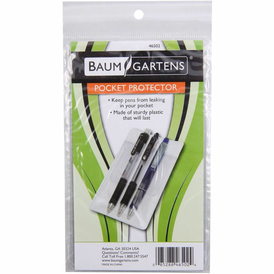 Baumgartens Pocket Protectors - Plastic - 48 / Box - Clear