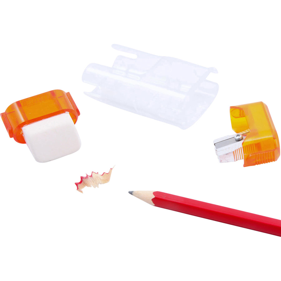 Baumgartens Single-Hole Trap Door Pencil Sharpener with Eraser - 1 Hole(s) - 2.6" Height x 1" Width - Assorted - 1 Each - 