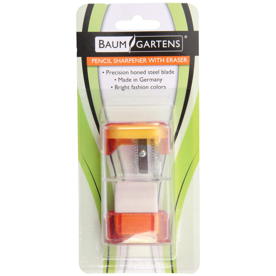 Baumgartens Single-Hole Trap Door Pencil Sharpener with Eraser - 1 Hole(s) - 2.6" Height x 1" Width - Assorted - 1 Each - 