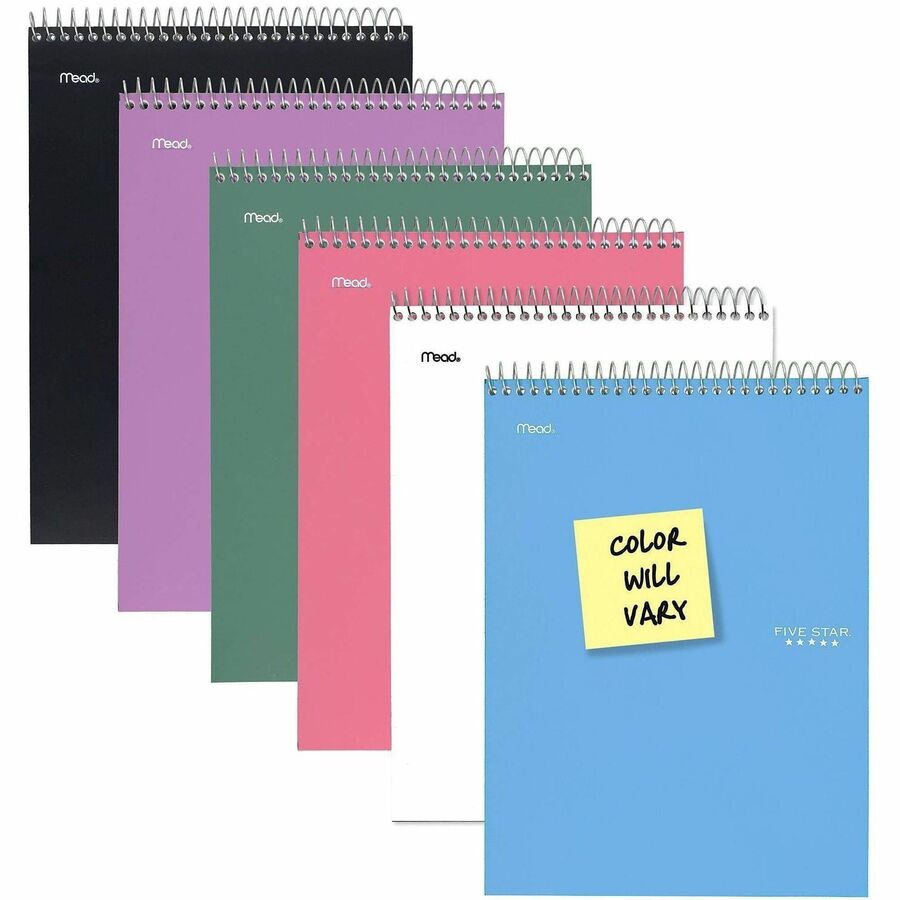 Mead 1-Subject Notepad - 100 Sheets - Wire Bound - 8 1/2" x 11" - White Paper - Assorted Laminated Plastic Cover - Perforated - 1 Each