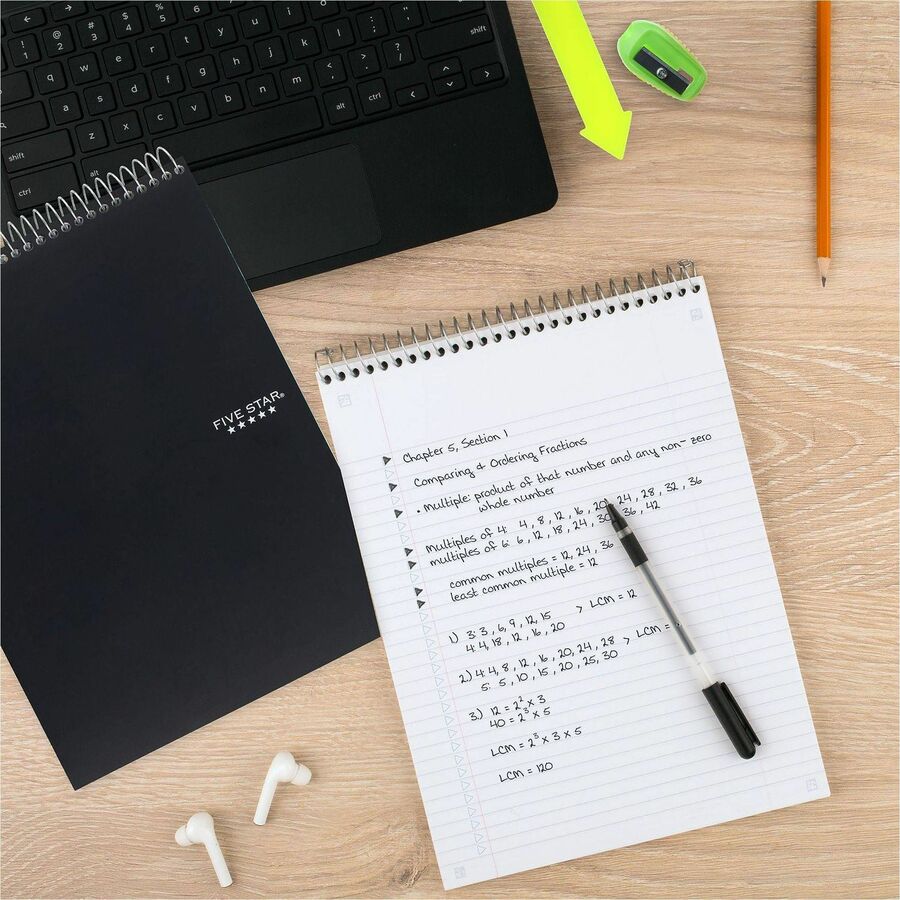 Mead 1-Subject Notepad - 100 Sheets - Wire Bound - 8 1/2" x 11" - White Paper - Assorted Laminated Plastic Cover - Perforated - 1 Each