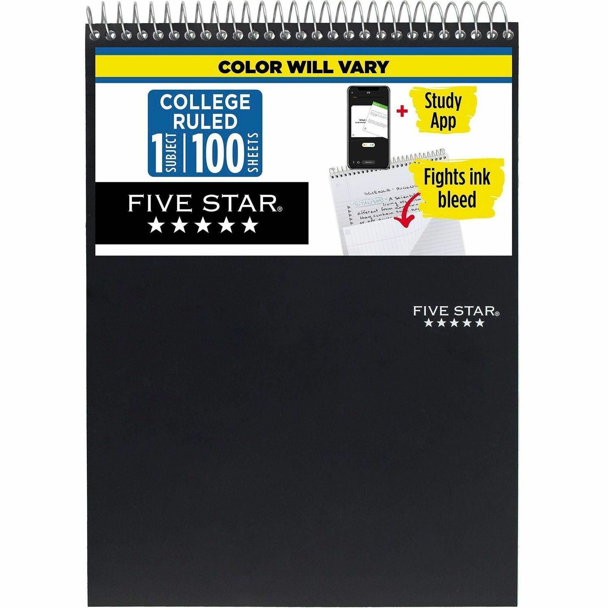 Mead 1-Subject Notepad - 100 Sheets - Wire Bound - 8 1/2" x 11" - White Paper - Assorted Laminated Plastic Cover - Perforated - 1 Each