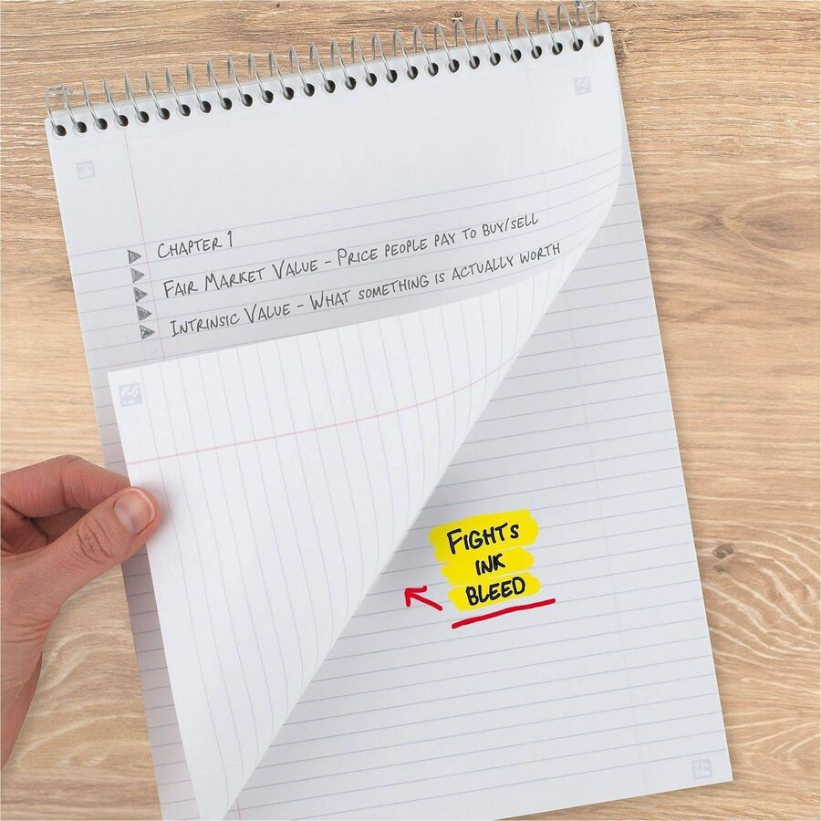 Mead 1-Subject Notepad - 100 Sheets - Wire Bound - 8 1/2" x 11" - White Paper - Assorted Laminated Plastic Cover - Perforated - 1 Each