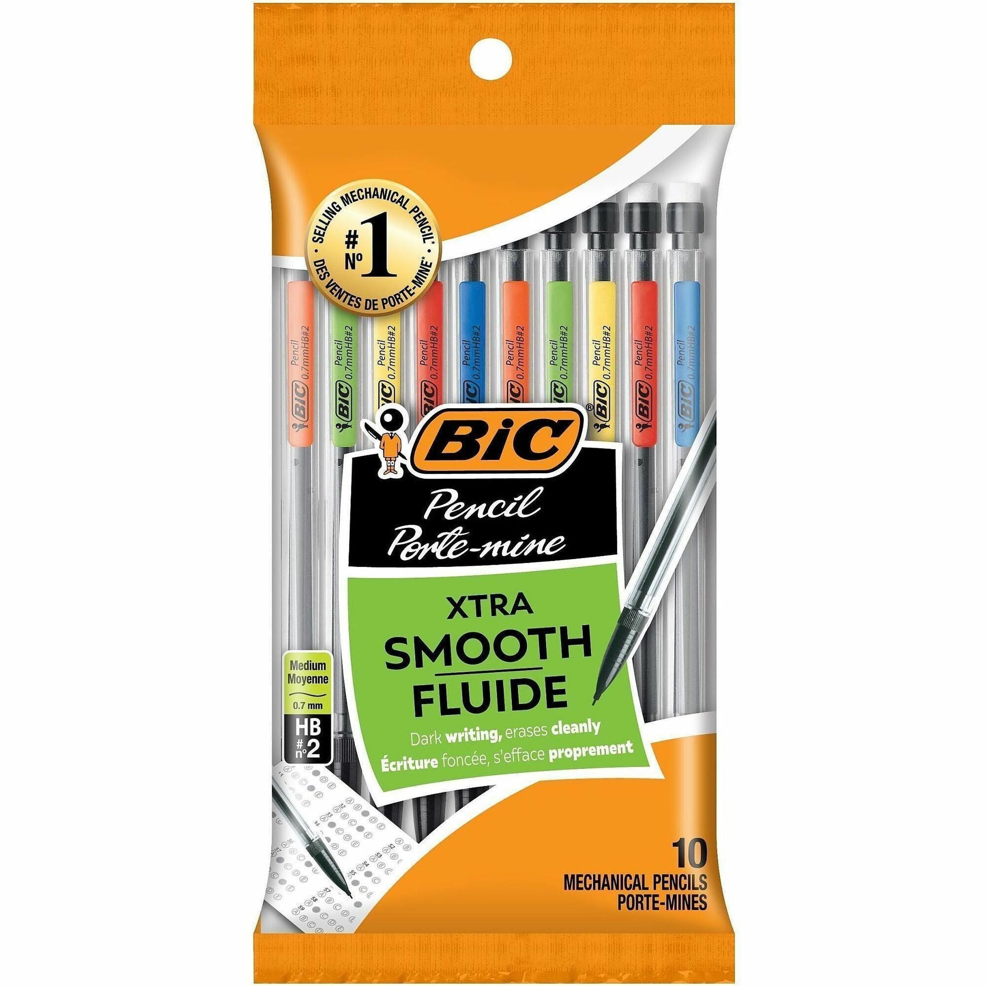 BIC Top Advance Mechanical Pencils - #2 Lead - 0.7 mm Lead Diameter - Assorted Barrel - 10 / Pack