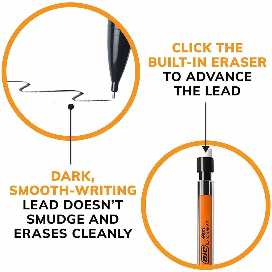 BIC Top Advance Mechanical Pencils - #2 Lead - 0.7 mm Lead Diameter - Assorted Barrel - 10 / Pack