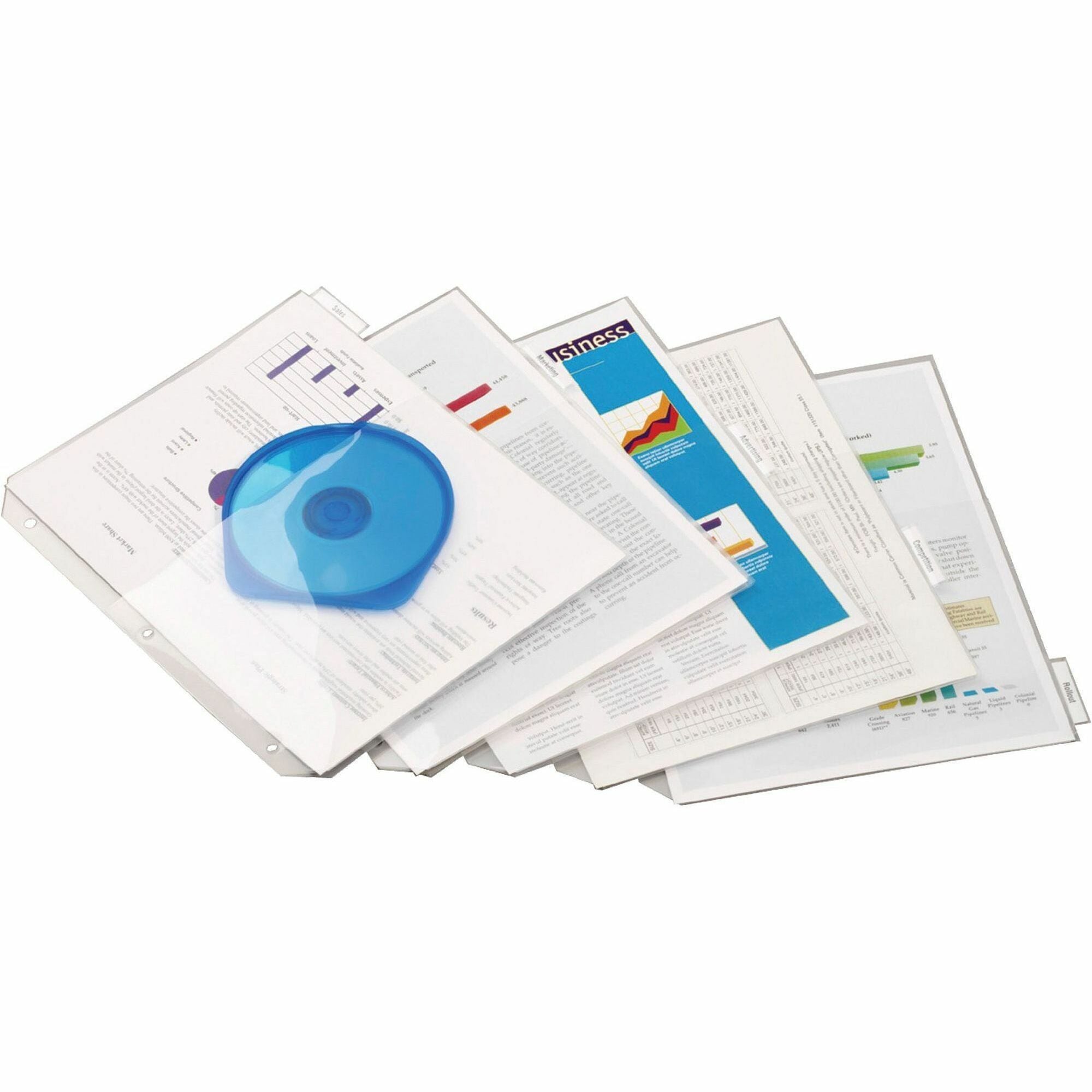 Poly Ring Binder Pockets, 8.5 x 11, Clear, 5/Pack