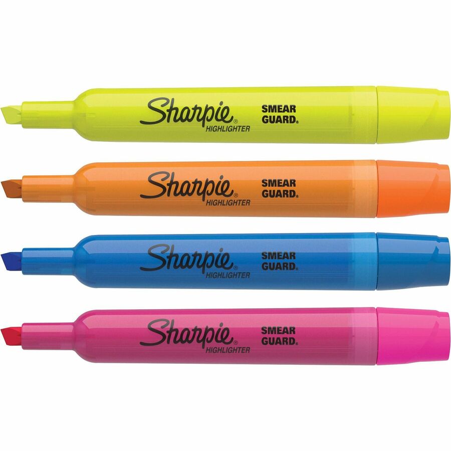 Sharpie Tank Style Accent Highlighters - Chisel Marker Point Style - Yellow, Orange, Pink, Blue - 4 / Pack - 