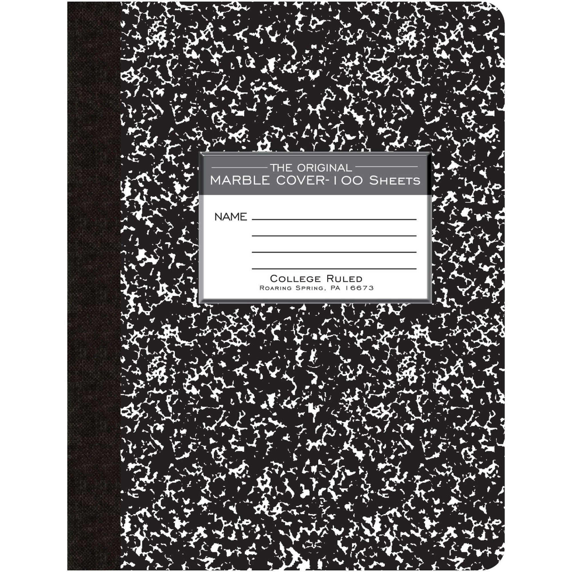 Roaring Spring College Ruled Hard Cover Composition Book - 100 Sheets - 200 Pages - Printed - Sewn/Tapebound - Both Side Ruling Surface - Red Margin - 15 lb Basis Weight - 56 g/m2 Grammage - 9 3/4" x 7 1/2" - 0.50" x 7.5" x 9.8" - White Paper -