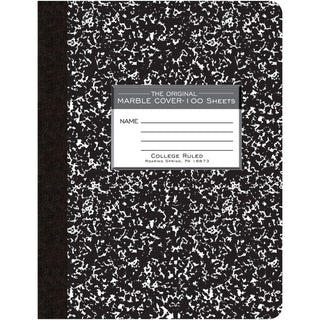 Roaring Spring College Ruled Hard Cover Composition Book - 100 Sheets - 200 Pages - Printed - Sewn/Tapebound - Both Side Ruling Surface - Red Margin - 15 lb Basis Weight - 56 g/m2 Grammage - 9 3/4" x 7 1/2" - 0.50" x 7.5" x 9.8" - White Paper -