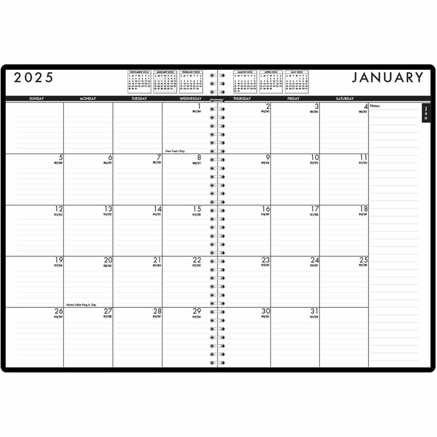 24/7 Recycled Daily Appointment Book/Monthly Planner, 10 x 7, Black Cover, 12-Month (Jan to Dec): 2024