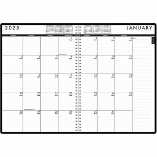 24/7 Recycled Daily Appointment Book/Monthly Planner, 10 x 7, Black Cover, 12-Month (Jan to Dec): 2024