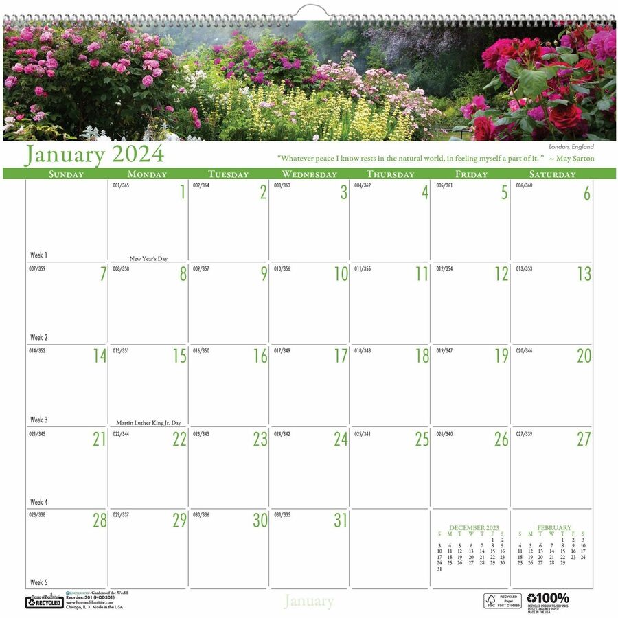 house-of-doolittle-earthscapes-gardens-wall-calendar-julian-dates-monthly-1-year-january-2024-december-2024-1-month-single-page-layout-12-x-12-sheet-size-163-x-163-block-wire-bound-white-paper-chipboard-reference-calend_hod301 - 2