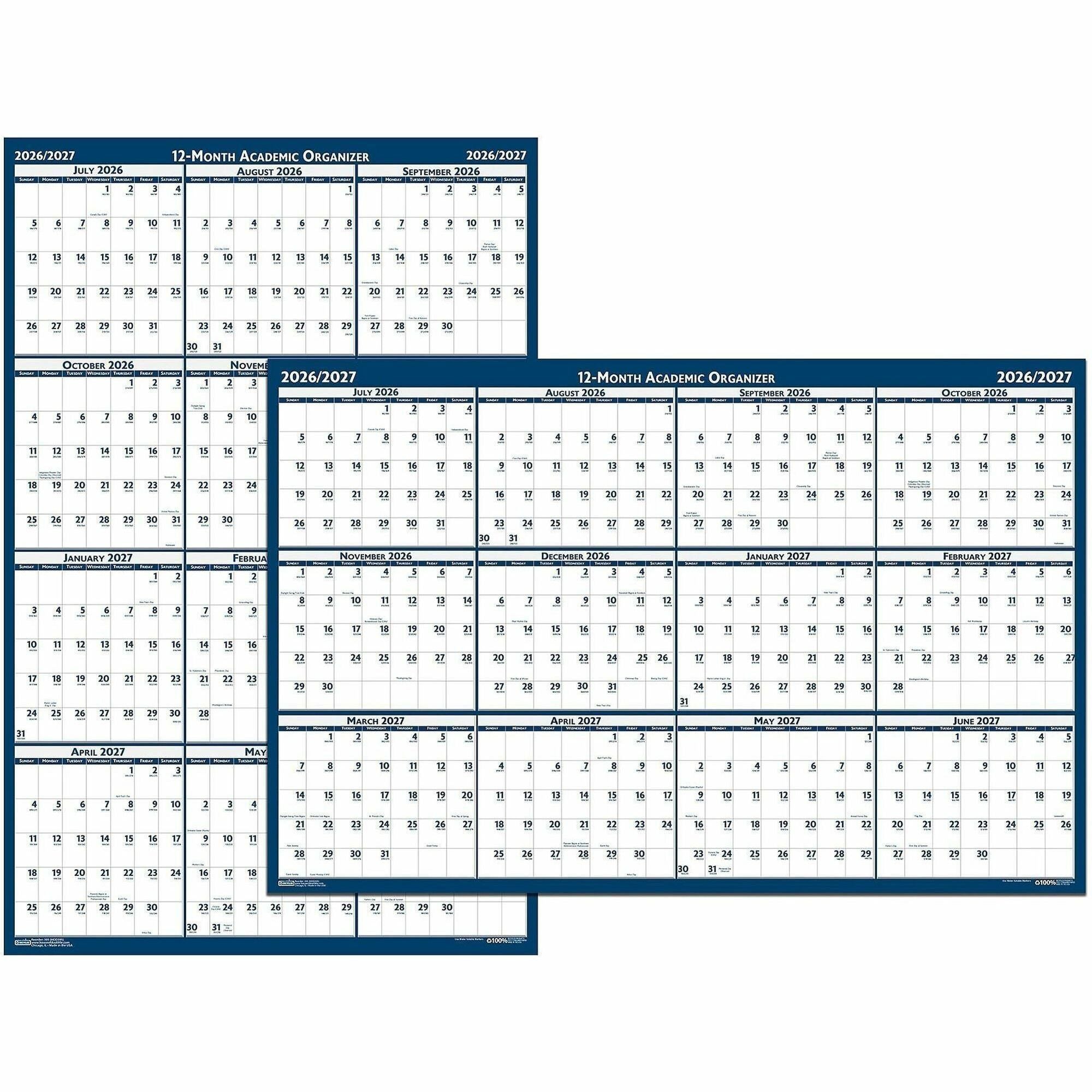 Academic Year Recycled Poster Style Reversible/Erasable Yearly Wall Calendar, 24 x 37, 12-Month (July to June): 2023 to 2024