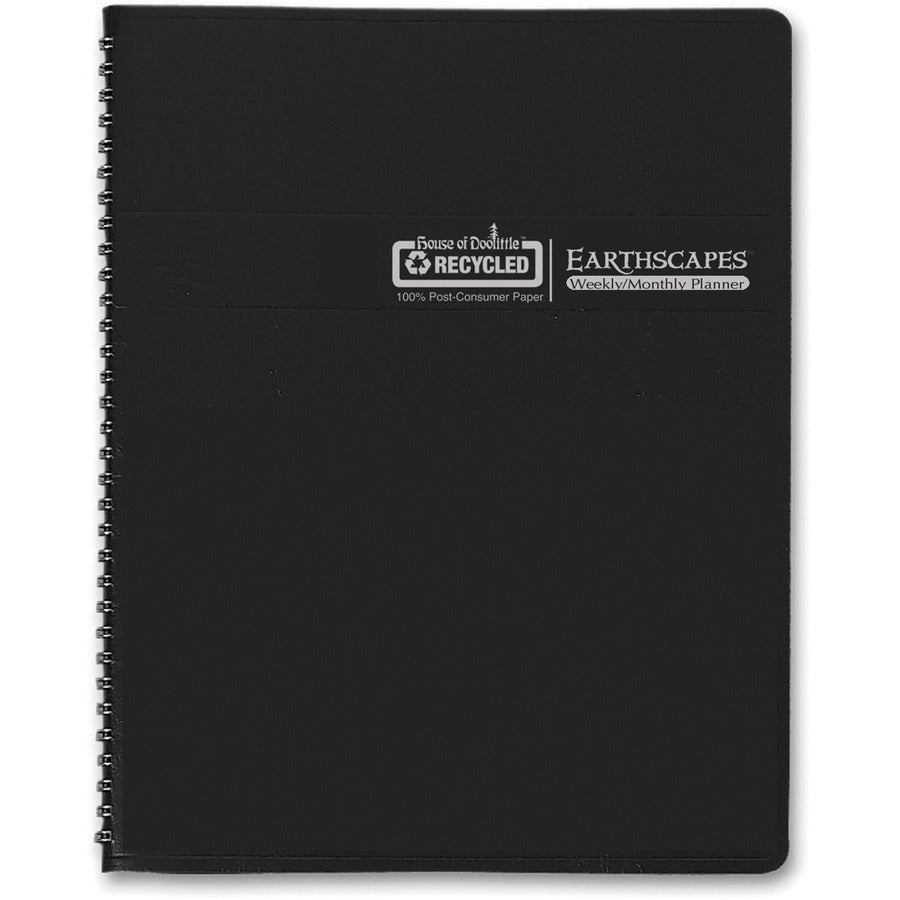 Earthscapes Recycled Weekly/Monthly Planner, Gardens of the World Photography, 10 x 7, Black Cover, 12-Month (Jan-Dec): 2024