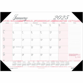 Recycled Monthly Desk Pad Calendar, Breast Cancer Awareness Artwork, 18.5 x 13, Black Binding/Corners,12-Month(Jan-Dec): 2024