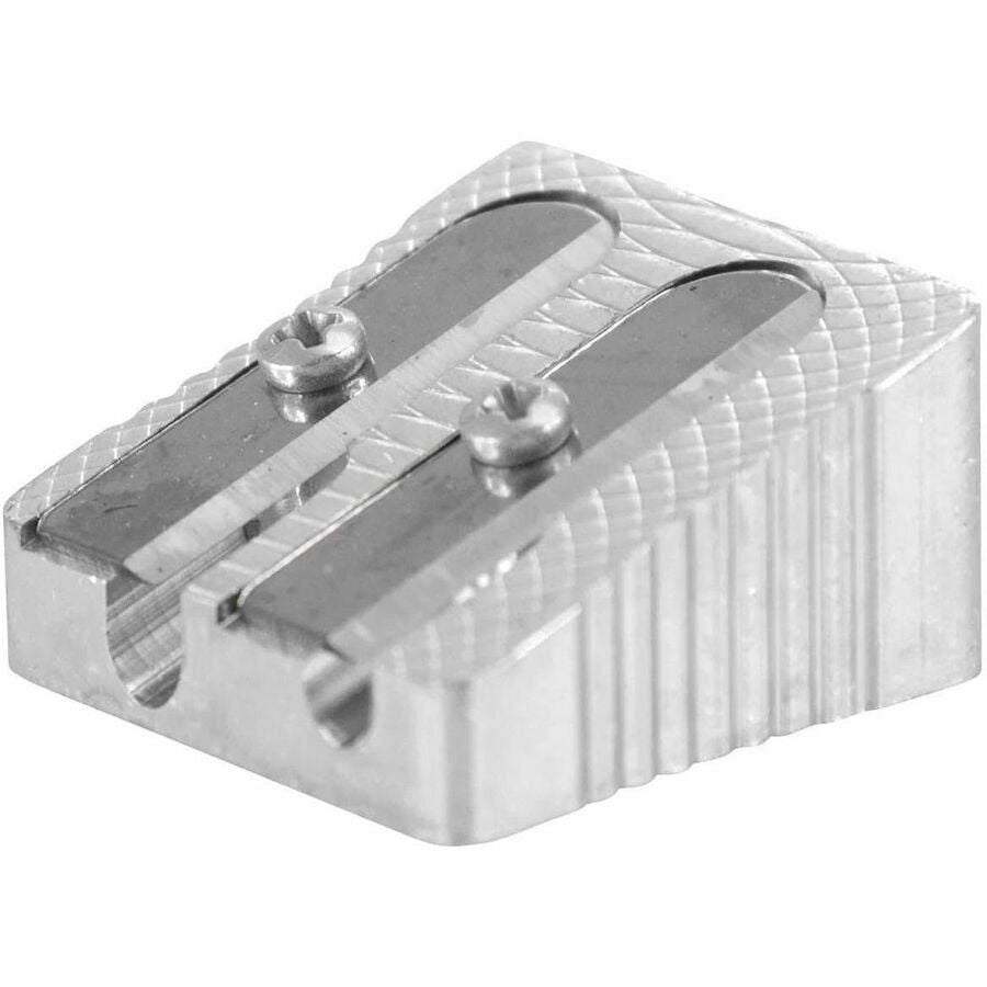 Baumgartens Two-hole Metal Pencil sharpener - Handheld - 2 Hole(s) - 0.6" Height x 0.9" Width - Metal - Silver - 1 Each